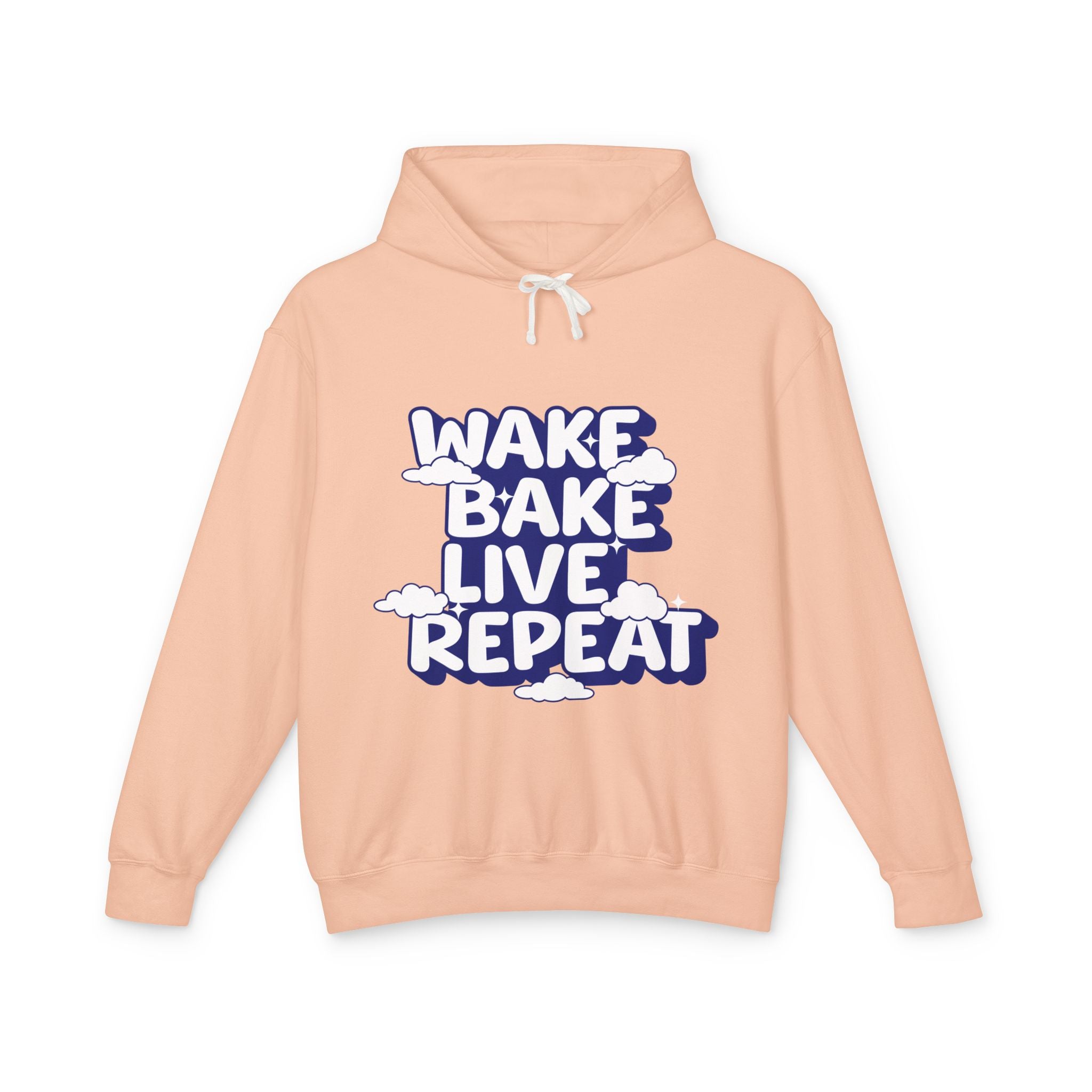 WAKE BAKE LIVE REPEAT - Unisex Lightweight Hooded Sweatshirt - Damned Threads